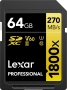 Lexar Professional 1800x Gold Series R270/W180 SDXC 64GB, UHS-II U3, Class 10 (LSD1800064G-BNNNG / LSD1800064G-BNNNU / LSD1800064G-RNNNC)