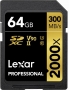 Lexar Professional 2000x R300/W260 SDXC 64GB Kit, UHS-II U3, Class 10 (LSD64GCB2000R)