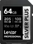 Lexar Professional SILVER PLUS R205/W100 SDXC 64GB, UHS-I U3, Class 10