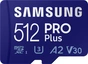 Samsung PRO Plus R160/W120 microSDXC 512GB Kit, UHS-I U3, A2, Class 10