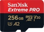 SanDisk Extreme PRO R170/W90 microSDXC 256GB Kit, UHS-I U3, A2, Class 10