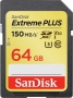 SanDisk Extreme PLUS R150/W70 SDXC 64GB, UHS-I U3, Class 10 (SDSDXW6-064G-GNCIN)