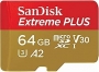 SanDisk Extreme PLUS R200/W90 microSDXC 64GB Kit, UHS-I U3, A2, Class 10 (SDSQXBU-064G-GN6MA)