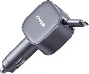 Anker Nano автомобильное зарядное устройство (75W, USB-C port, built-In Retractable USB-C cable) grey