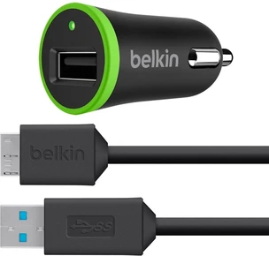 Belkin автомобильное зарядное устройство + USB cable, 1x USB, 2.1A