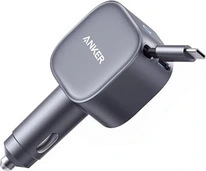 Anker Nano автомобильное зарядное устройство (75W, USB-C port, built-In Retractable USB-C cable) grey