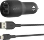 Belkin BoostCharge Dual USB-A автомобильное зарядное устройство 24W + USB-A to micro USB black